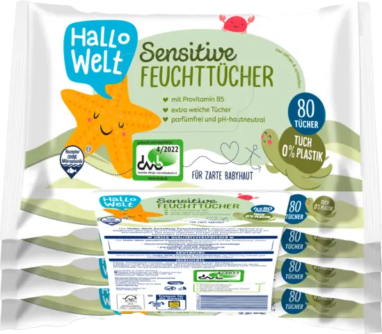 Feuchttücher Sensitive 4x80 von HALLO WELT