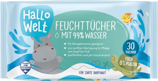 Feuchttücher mit Wasser von HALLO WELT