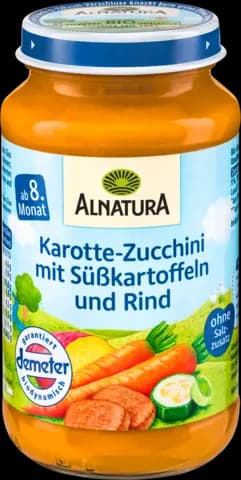 Demeter Karotte-Zucchini mit Süßkartoffeln und Rind ab 8. Monat von ALNATURA