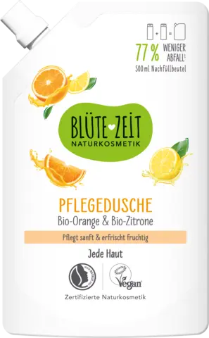 Pflegedusche Bio-Orange & Bio-Zitrone Nachfüllbeutel von BLÜTEZEIT