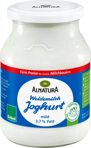 Bio Weidemilch Joghurt mild Natur 3,7 % Fett von ALNATURA