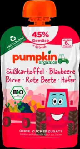 Bio Quetschie mit Süßkartoffel, Blaubeere, Rote Beete, Hafer ab dem 6. Monat von PUMPKIN ORGANICS