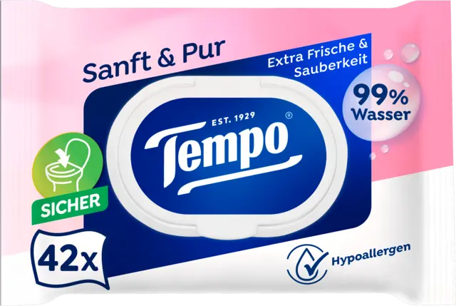 Sanft & Pur feuchte Toilettentücher von TEMPO