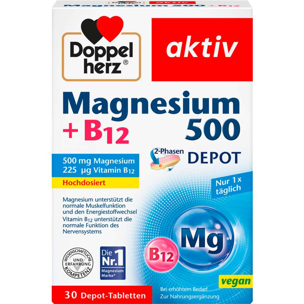 Magnesium 500+B12 2-Phasen Depot 30Tbl.