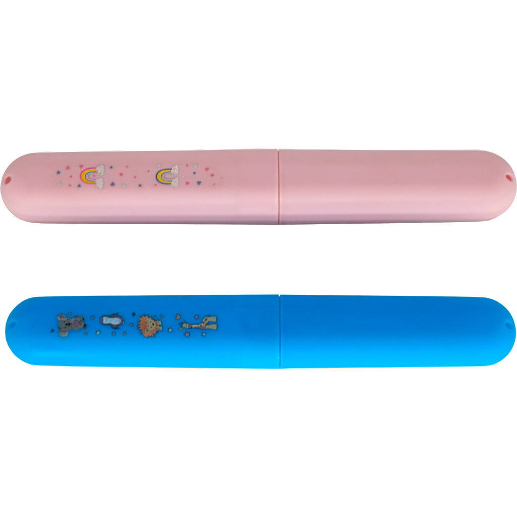 Zahnbürstenbox Kunststoff blau/rosa mit Kindermotiven 0ml